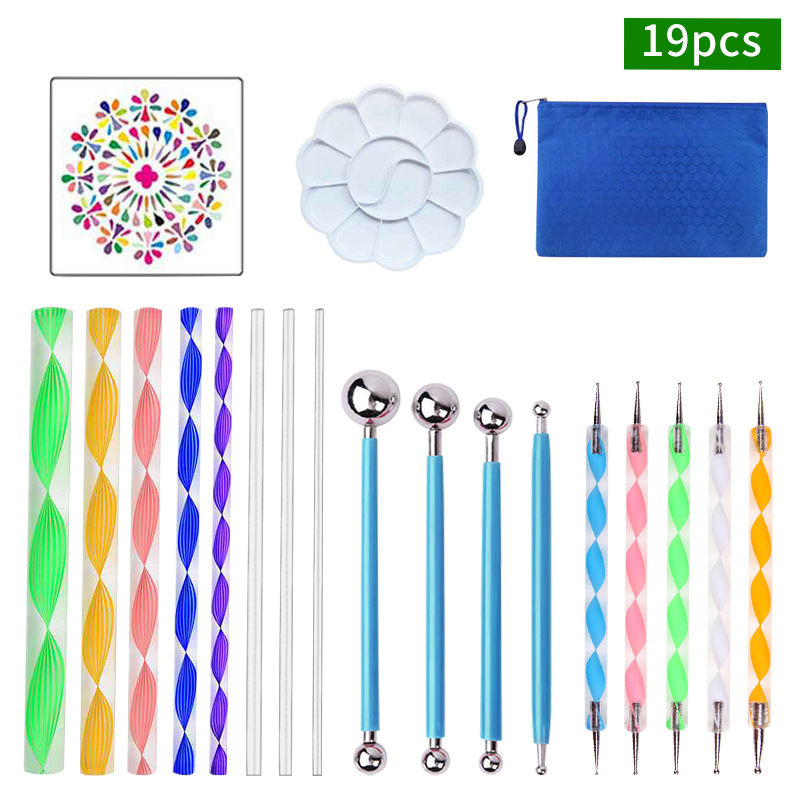 Cross-border new 19-piece Mandala tool suit creative diy painting stone painted palette Template