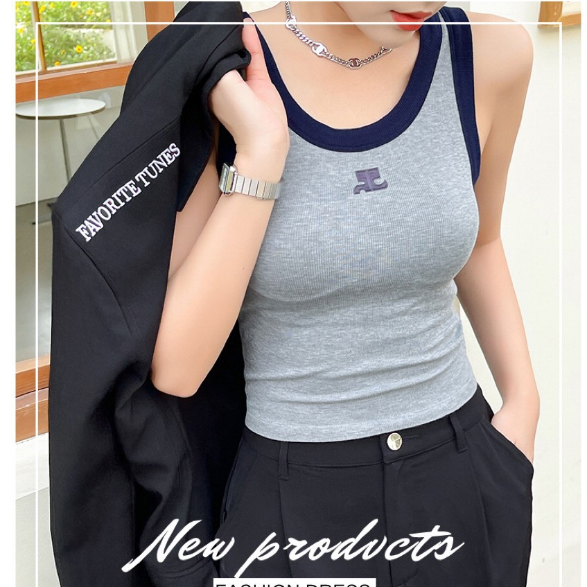 Ins Color Matching Design Sense Modal Cotton Outer Wear Slim-fit Slimming Camisole Anti-running Light Base Base Base Inner Wear
