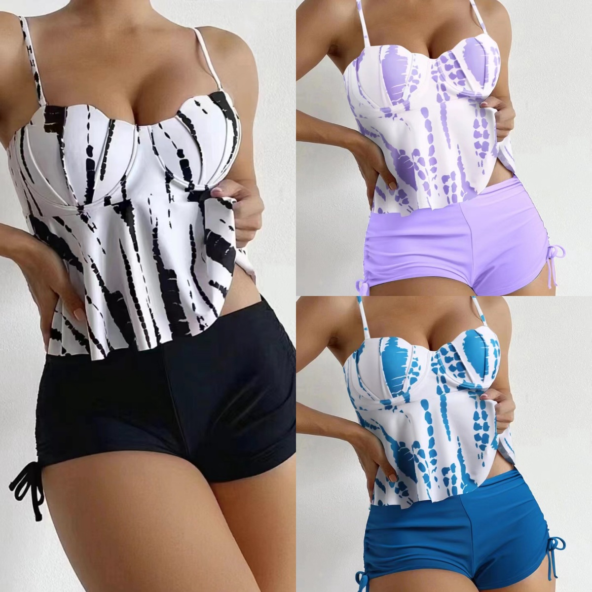 2023 new bikini split foreign trade cross-border sexy steel bracket slimming European and American fashion swimsuit wholesale in stock