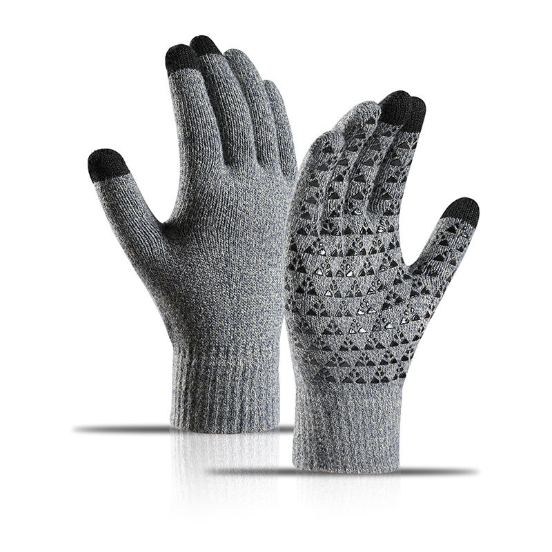 Picture of Knitted Gloves Autumn fleece-lined Thickened Touch Screen Knitted Riding Cold-proof Non-slip Offset Printing Winter Warm Gloves