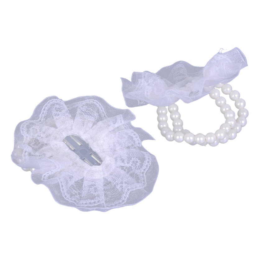 Beaded Hand Flower Bride Wedding Wrist Flower Pearl Flower Wrist Wreath Bridesmaid Sister Bracelet Flower Lace Hand Torthen