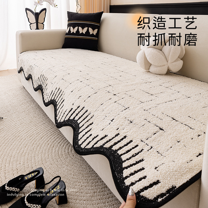 Simple High-end Sense Alien Sofa Cushion Winter Thickened fleece-lined Sofa Cushion New Style Hair-free Sofa Seat Cushion Cloth