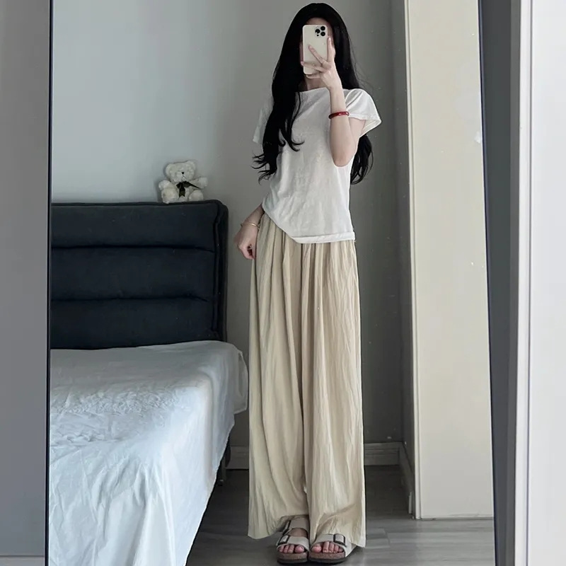 Wide Leg Pants 2023 Summer Korean Style Spice Girls High Waist Slimming Casual Pants Large Size Pants Color Straight Pants Women Amazon
