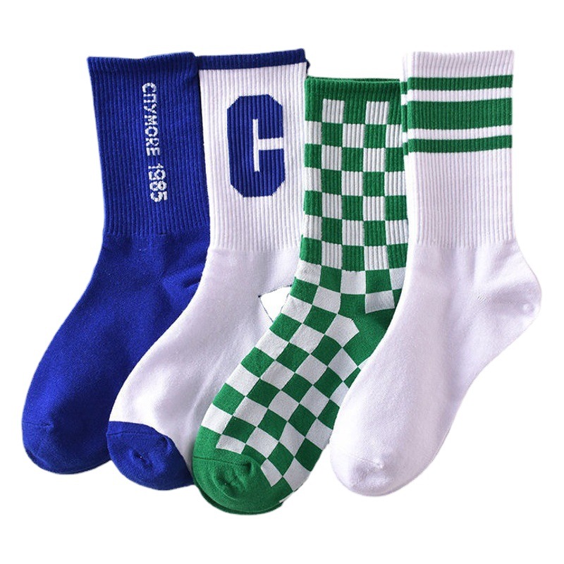 Zhuji Socks Checkerboard Long Socks Student Sports Basketball Socks Men's Spring Autumn Summer Mid-Tube Socks Women's Wholesale
