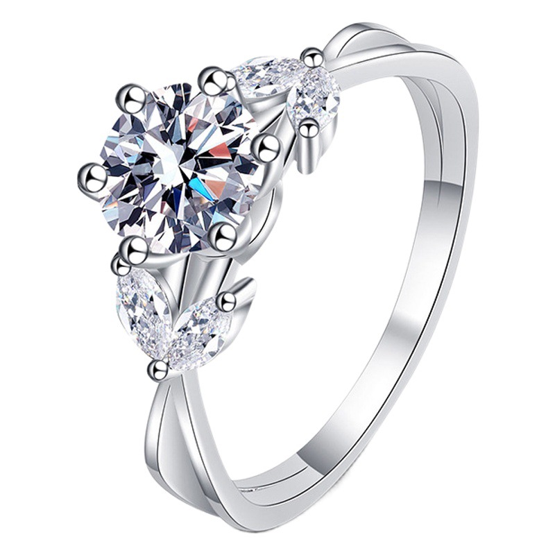 S925 Sterling Silver Ring Women's Mosan Diamond Ring Women's High-end European and American Style Blooming Flower 1 karat D Color Moissanite Ring