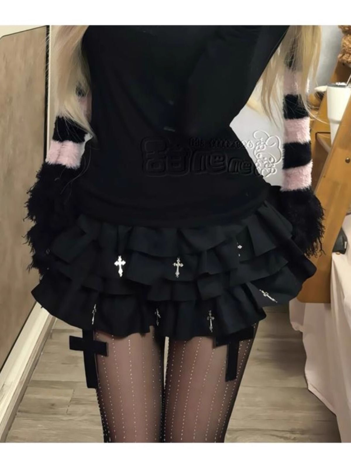 Cross Gothic Dark Style Cake Tutu Skirt Ballet Skirt Bubble Shorts Sexy Stylish 2025 New Style