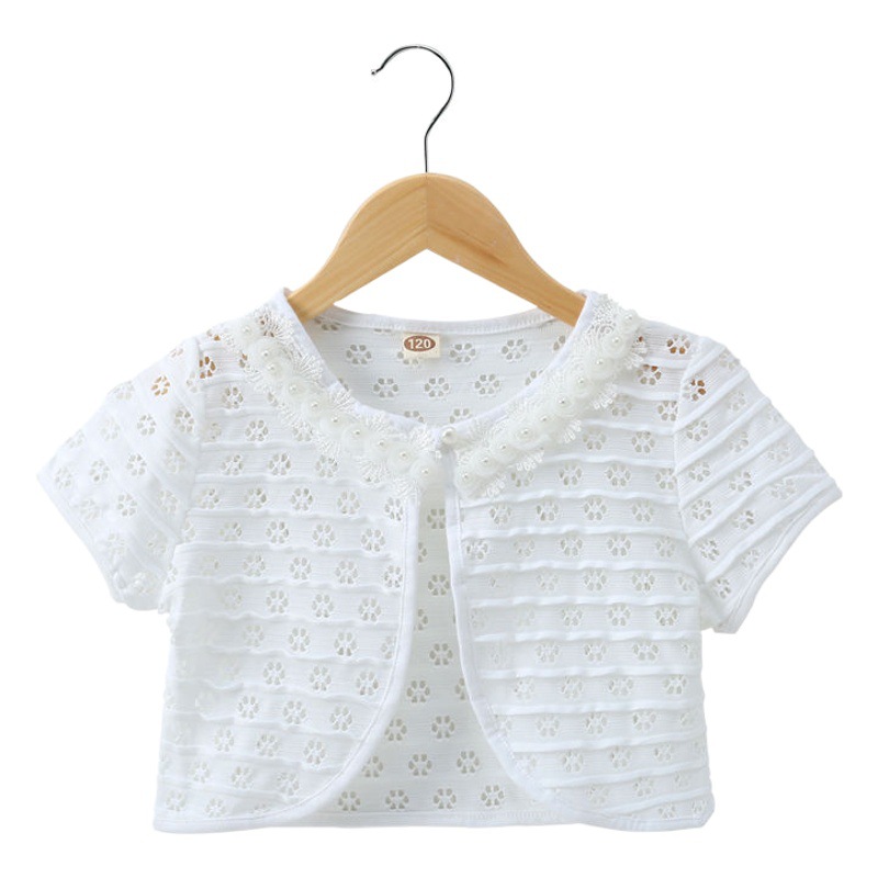 Girl's Small Shawl Coat Princess Thin Short-sleeved Baby's Air-conditioning Shirt Girl's Small Waistcoat Cardigan Skirt Small Outer Waistcoat