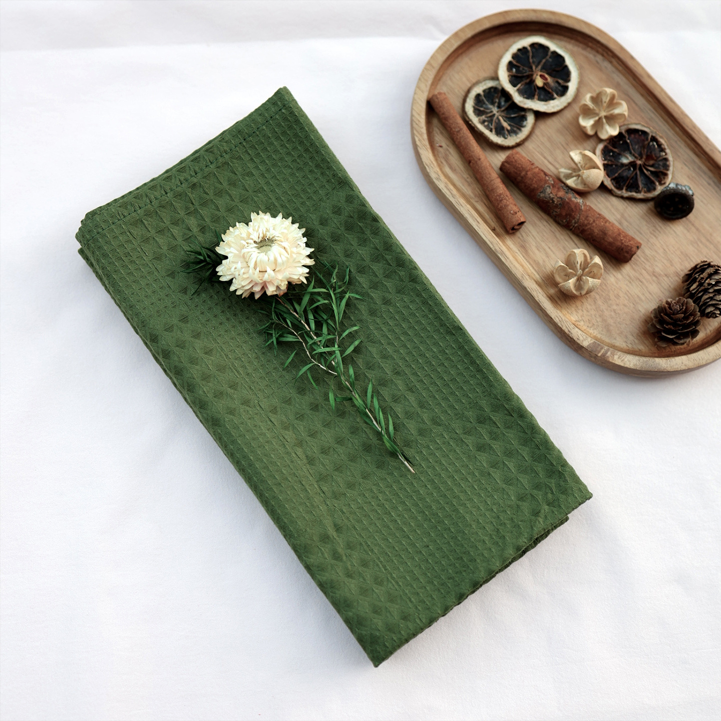 Napkin Cloth 100% Cotton Waffle Plaid Christmas Pleated Hotel Glass Wiping Cloth Decorative Napkin Cloth Light Luxury Style