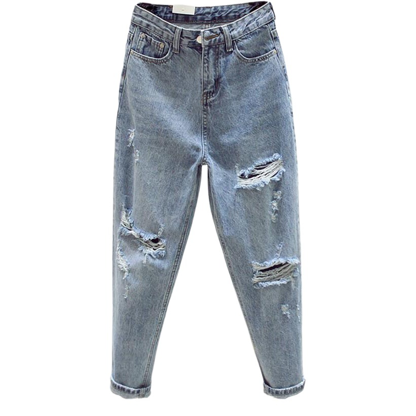 Trendy Brand Jeans Women's Autumn 2022 Summer New Loose High Waist Slimming Straight Cropped Harem Pants Beggar Ripped Pants