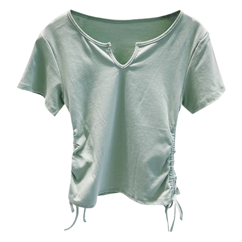 Classical dance clothing practice clothes drawstring Chinese body National modern dance training base training clothes T-shirt top for women