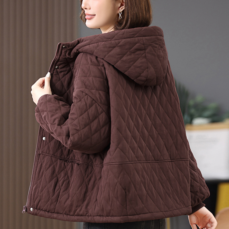 plus size cotton-padded jacket women's autumn and winter 2024 new middle-aged mother short casual lightweight warm winter cotton coat