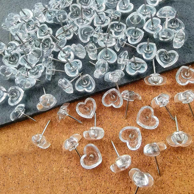 Cross-border Amazon transparent love thumbtacks new pin peach heart I-shaped nail painting press nail wooden wall Press nail