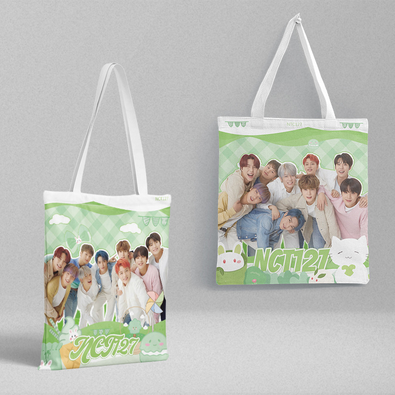 NCT127 Canvas Bag 36x 39cm Korean Men's Group Peripheral Shoulder Bag Star Portable Shopping Bag Tips Bag