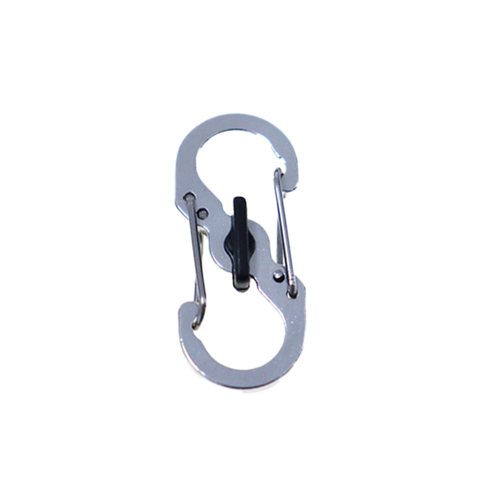 Picture of Fox Small size stainless steel 8-word buckle with lock anti-theft S buckle key chain travel bag buckle