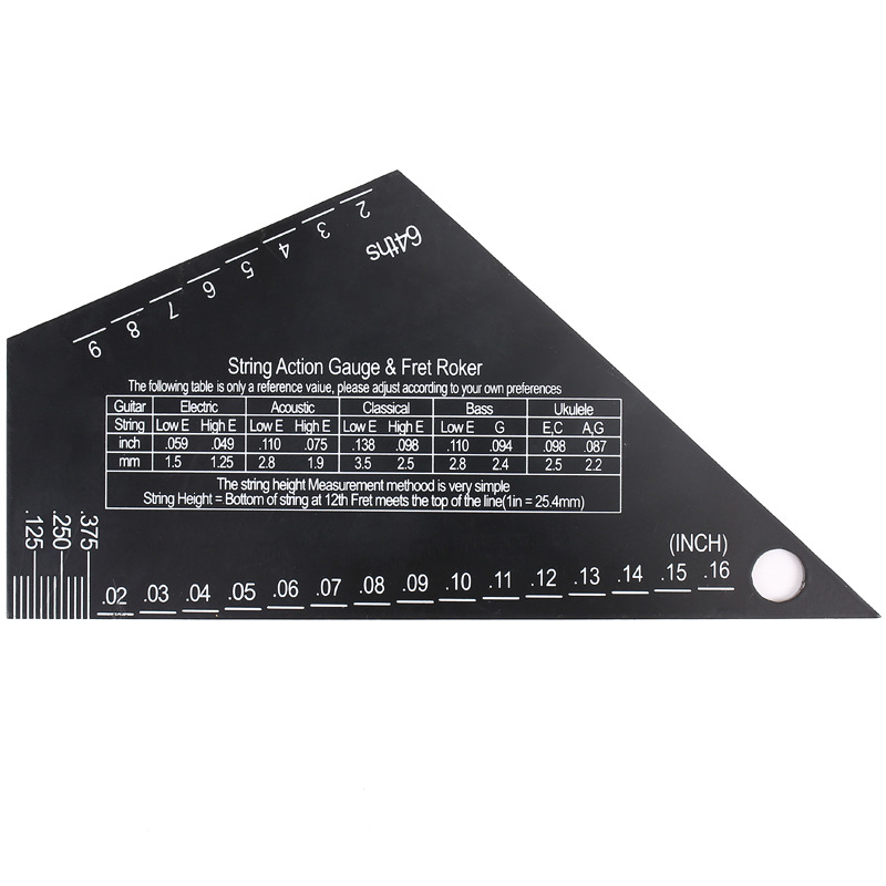 Electric guitar leveling ruler chord height ruler black guitar ruler guitar measuring ruler folk guitar string distance ruler