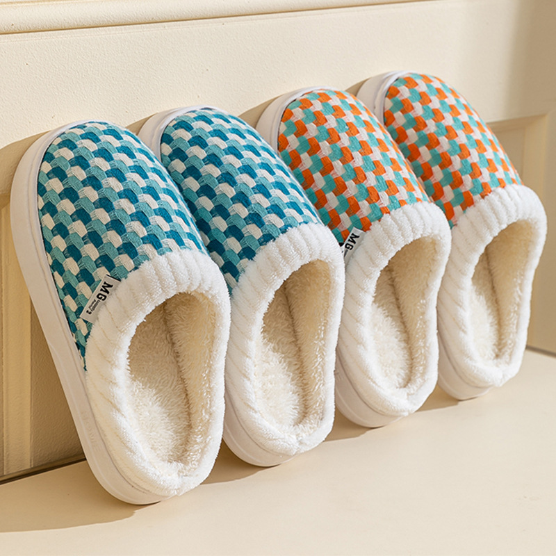 Cotton slippers for women, spring, autumn, winter, indoor indoor non-slip indoor couples, warm home warmth, winter plush slippers for men