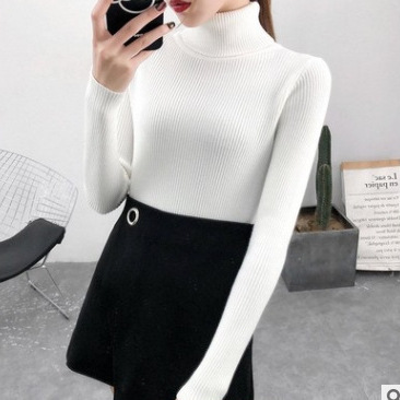 Picture of Autumn Clothing K-Style 2023 New Versatile Pure Color Slim Fit Pullover High Collar Warm Long-Sleeved Knitted Sweater for Women