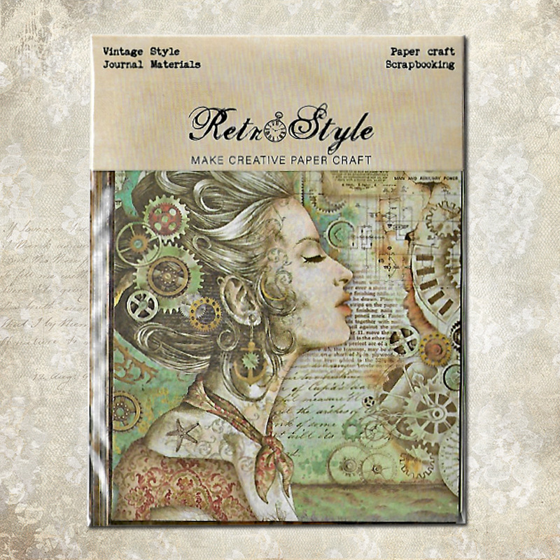 Retro style material paper DIY album scrapbook Journal material paper card material background paper R3515