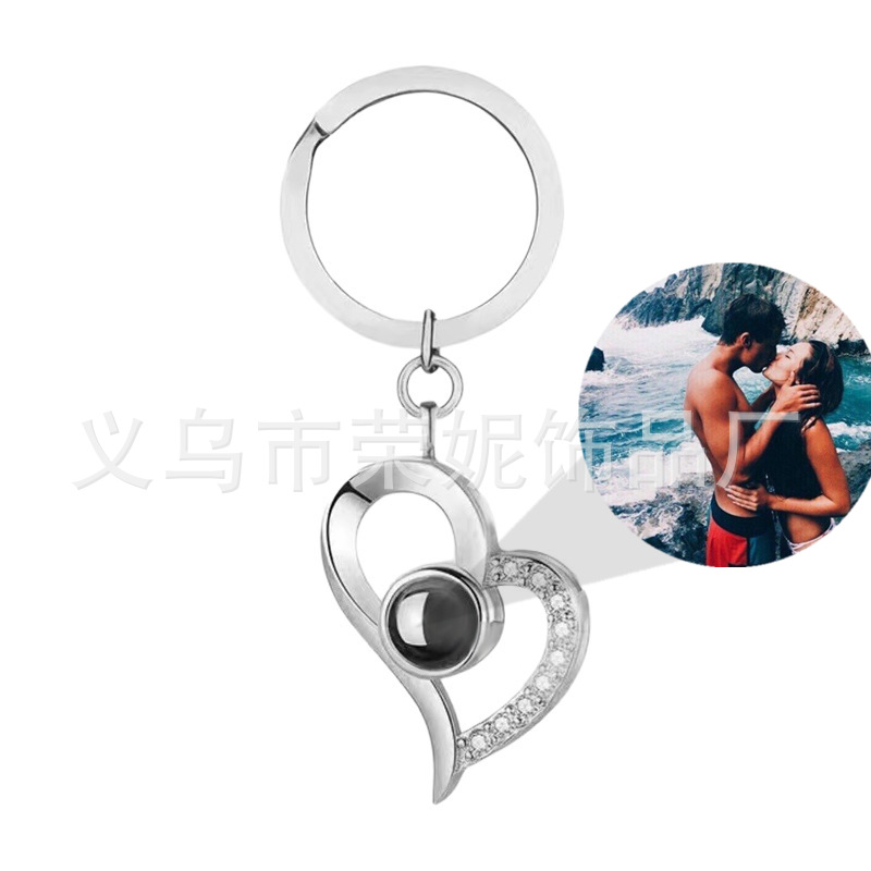 Picture of Tiktok same style hot sale S925 silver necklace 100 languages pendant keychain I love you projection not fade female