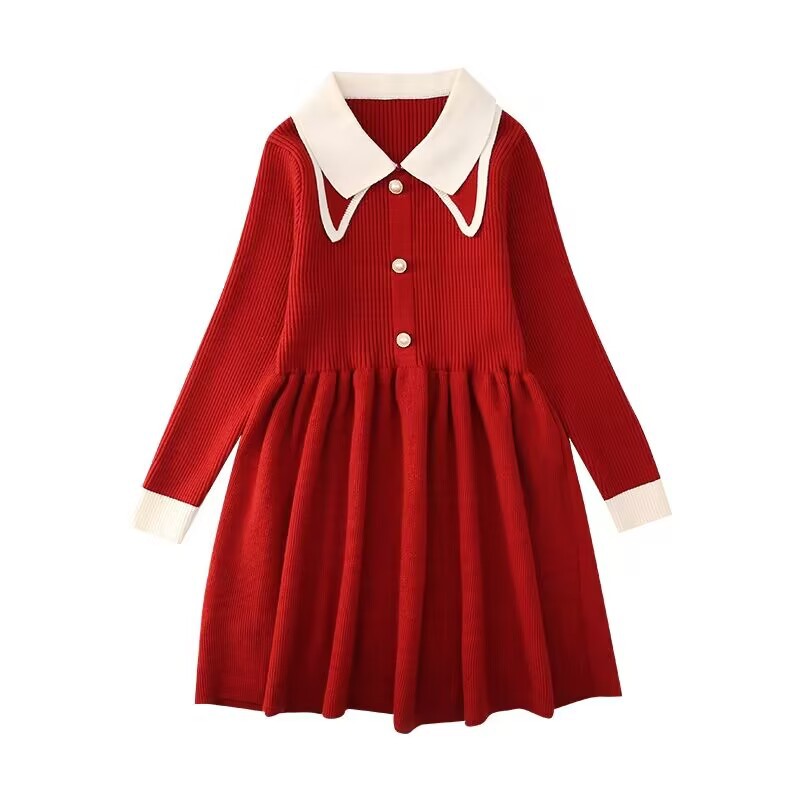 Picture of cuhk girls fashion college style princess dress girls autumn and winter new elegant lady knitted sweater dress