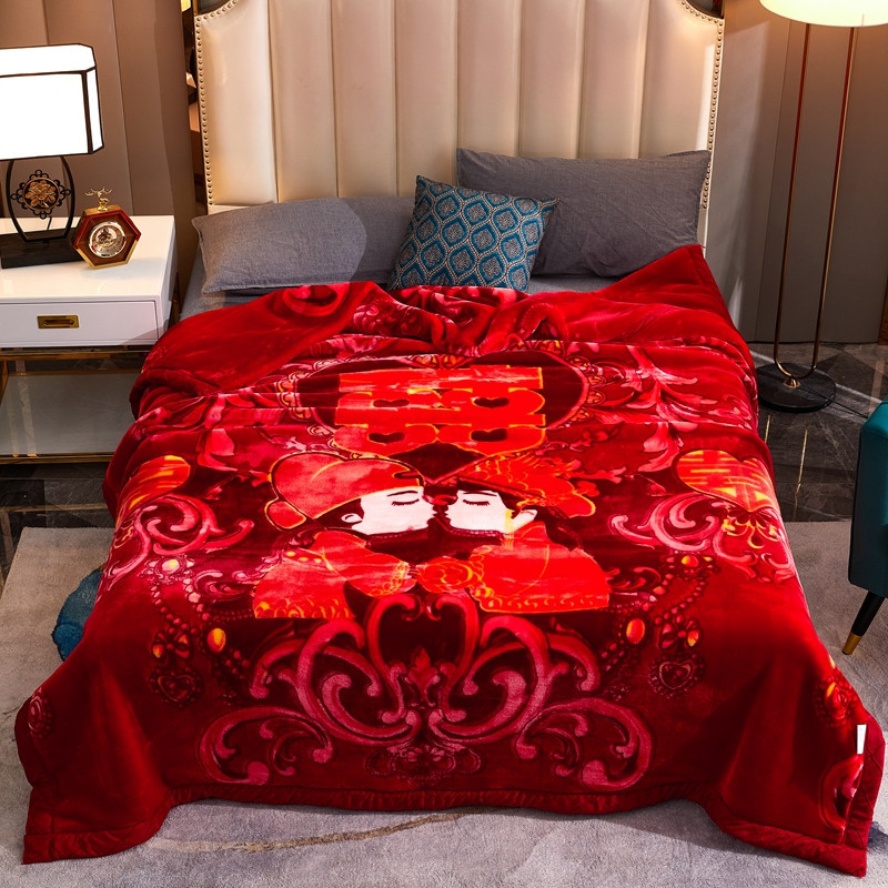 Picture of Raschel Blanket Double Thickened Blanket Super Soft Fleece Blanket Cover Blanket Wedding Red Blanket Warm Blanket Gift Wholesale