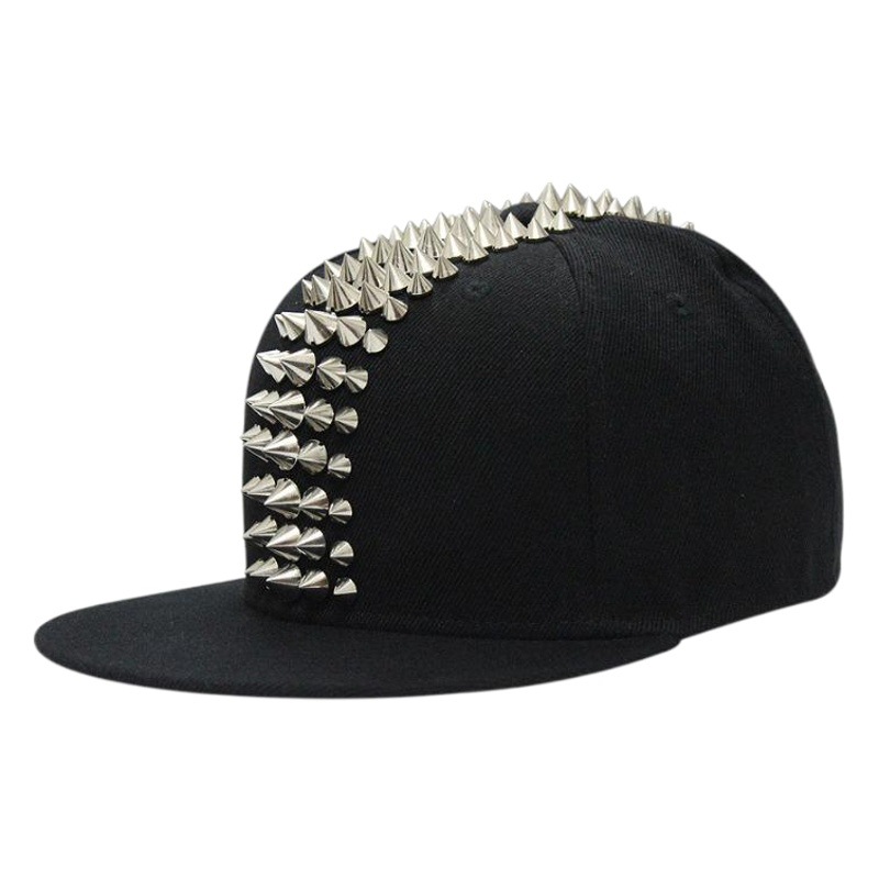 Punk style five row plastic rivet adjustable flat brim hat hiphop hip hop hip hop hip hop hat personality baseball cap flat hat