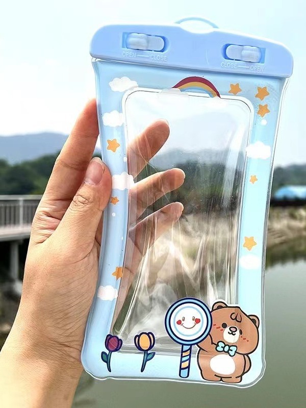 Cute cartoon mobile phone waterproof bag flow diving swimming protective cover new large transparent wholesale mobile phone waterproof bag