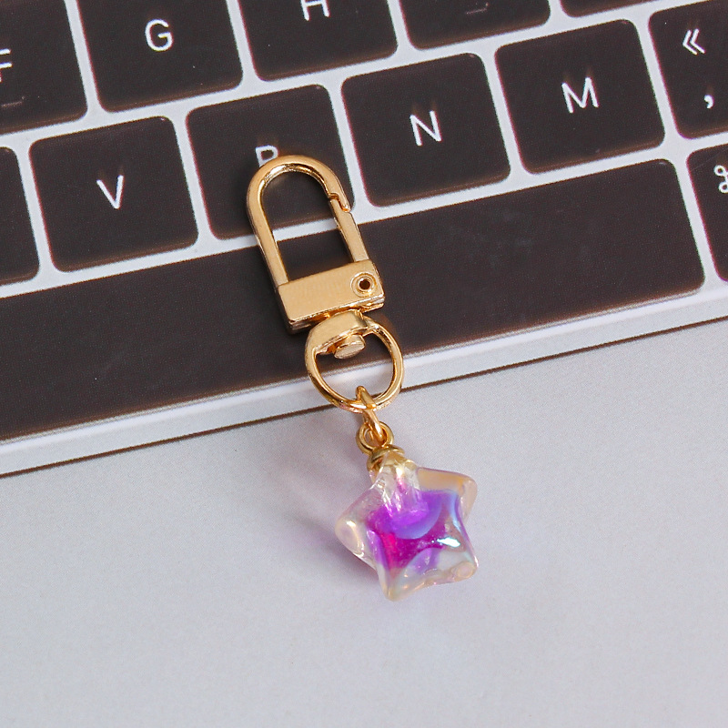 Picture of ins style AB color love beads keychain pendant diamond-shaped cut hanging hole door buckle girl's heart bag bag hanging jewelry