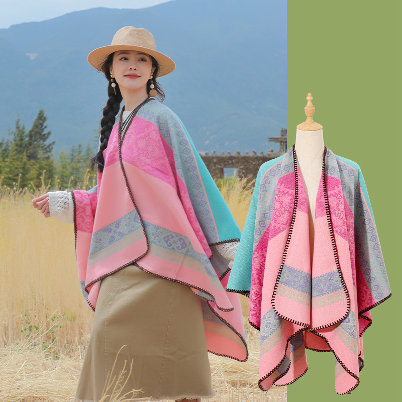 Picture of Ethnic Style Hooded Shawl Women's Yunnan Western Sichuan Travel Wear Costume Xinjiang Desert Photograph Outer Cape Cape