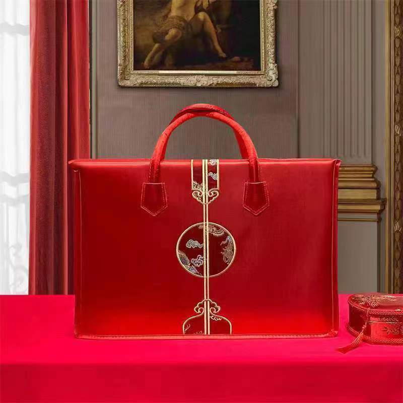 Embroidered Four-piece Handbag Wedding Packaging Bag Classy Wedding Packaging Storage Bag