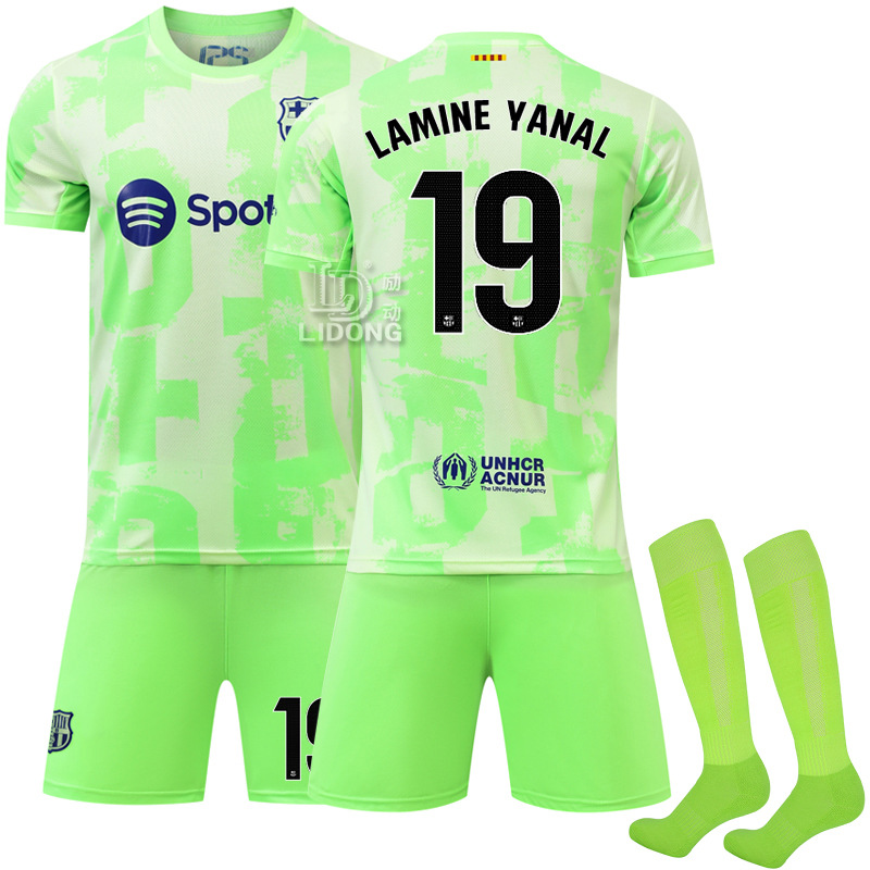 2425 Barcelona Airport Football Uniform No. 9 Lewan No. 19 Amazon 20 Ormo New Jersey Fluorescent Green