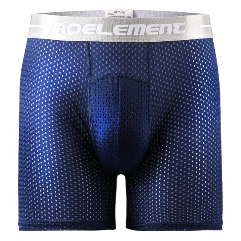 Ice Silk Mesh Sports Underwear Men's Anti-wear Leg Running Five-point Quick-drying Fitness Anti-wear Crotch Lengthened Boxer Pants