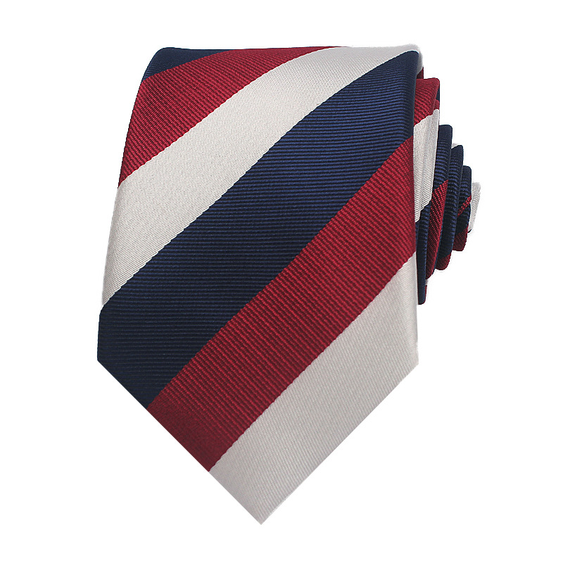Picture of 25 New 8cm Polyester Jacquard Stripesd Tie 7cm Men's and Women's Business Formal Wear Casual High-End Red Black Blue