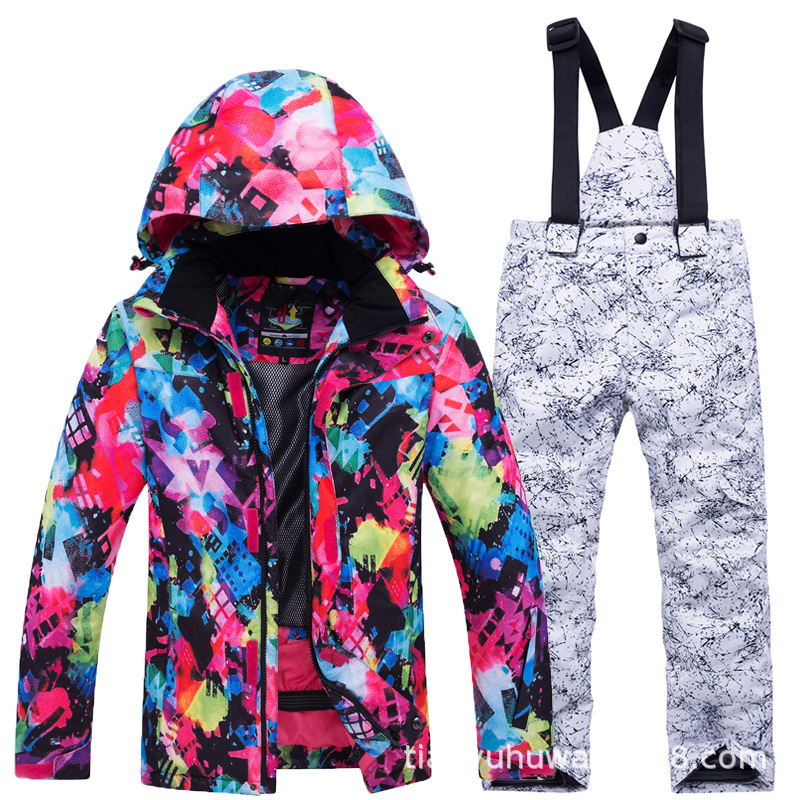 Picture of New Children's Ski Suit suit Boys' and Girls' Outdoor Thickened Warm Ski Two-Piece Set