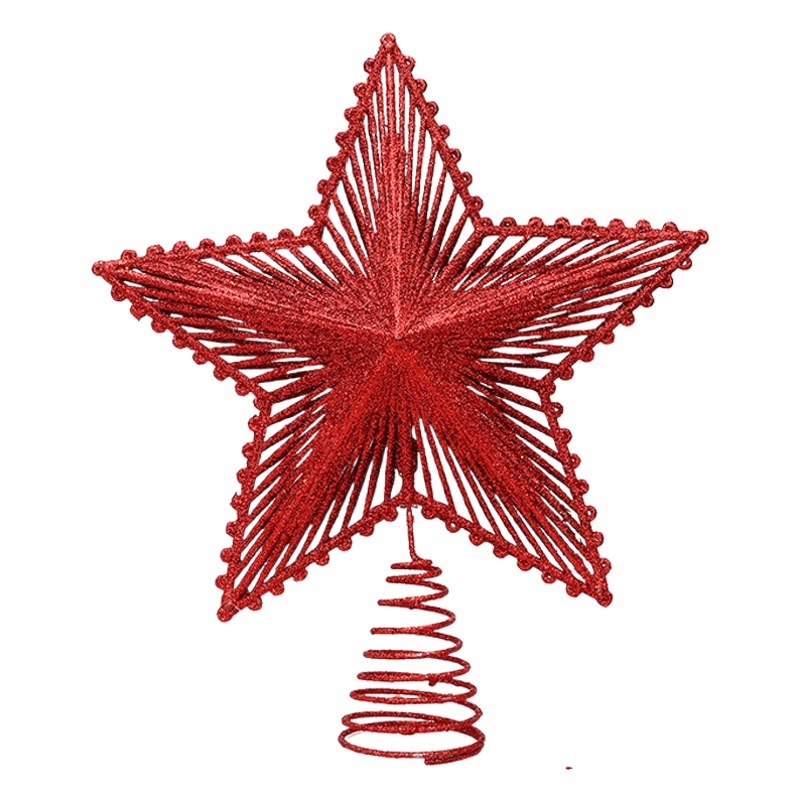 Cross-border supply Christmas tree top five-pointed star tree top decoration sequins hollow radiation three-dimensional tree top star scene layout