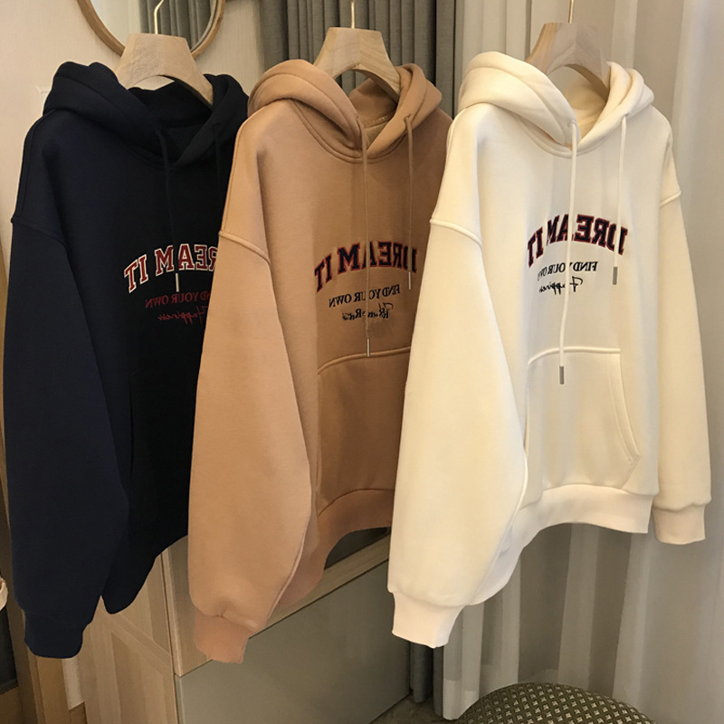 Picture of Sweatshirt Women's 2025 Spring & Fall New Trendy Brand Design Niche Loose Elegant Fleece-Lined Korean Style Hooded Export Sweatshirt
