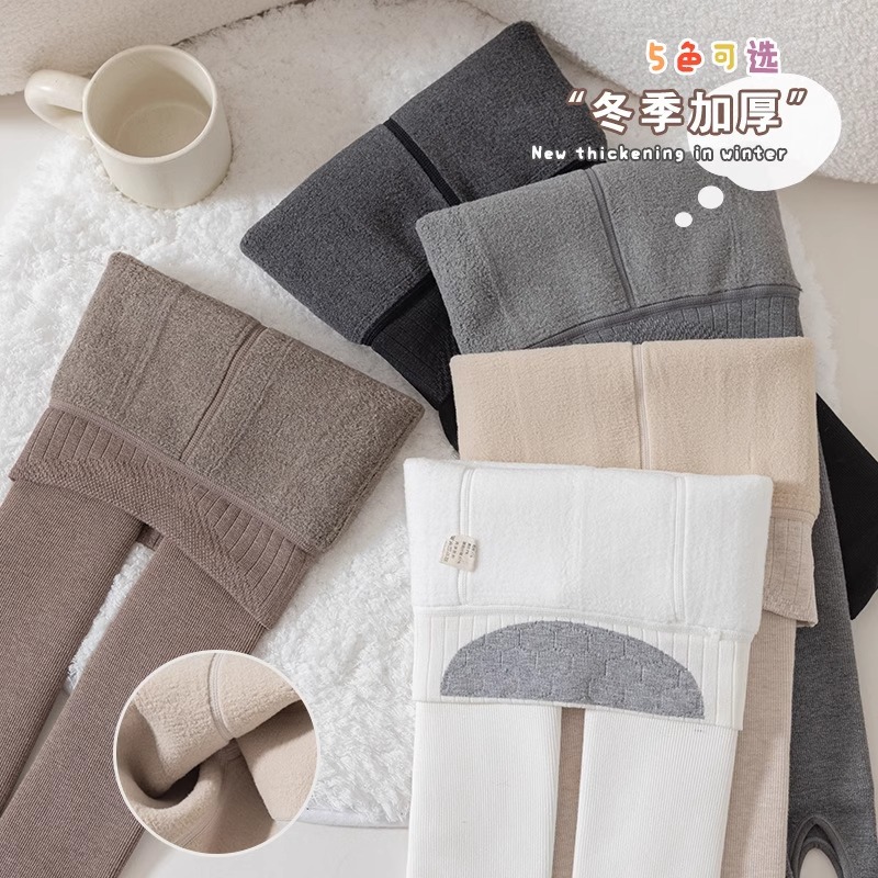 Picture of Girls' Autumn and Winter Velvet Thickeneding Kidsren's Foot Stepping Girls' Baby Middle and Large Kidsren's Outer Wear White Pantyhose Leggings