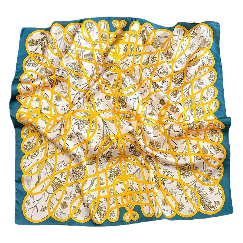Fashion Retro Printed Scarf Spring and Autumn Summer New Silk Mulberry Silk Small Square Scarf Dual-purpose Shawl Neck Protection Professional