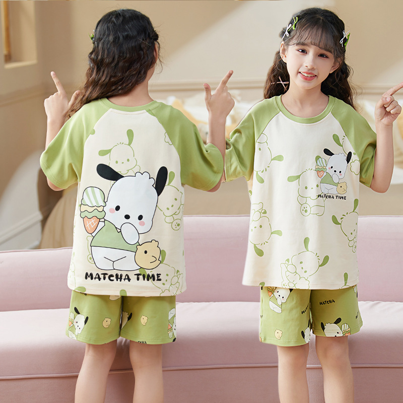 Picture of New Style Pajamas for Girls Summer Thin Air Conditioning Home Clothes for Girls 2024 New Style Short Sleeve Suit for Summer Outer Wear