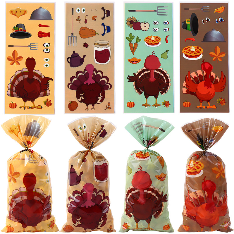 Cross-border Amazon foreign trade Turkey Thanksgiving Cookie Candy Bag Party party gift opp packaging bag