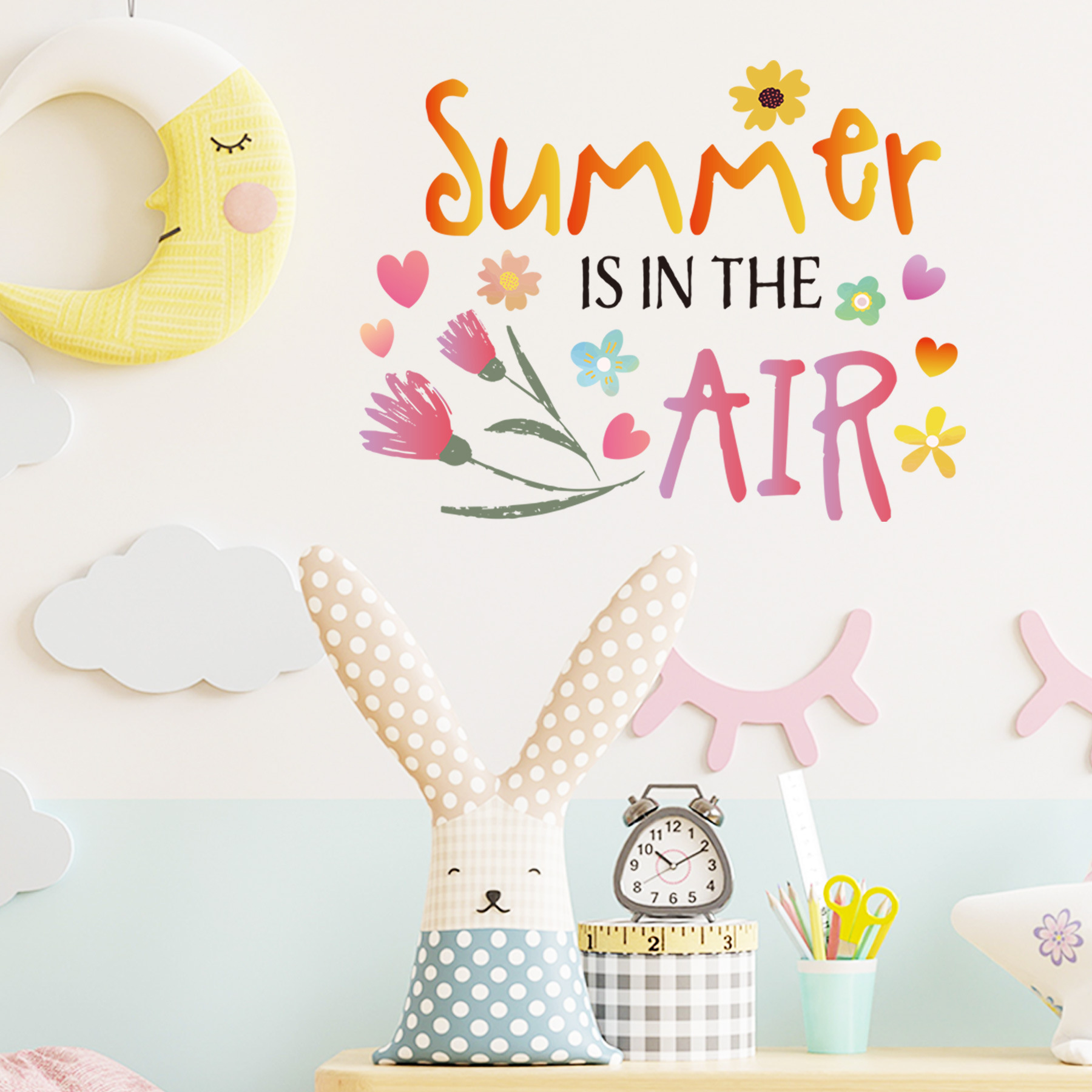 SUNSHINE Flowers English Poems Cross Border Removable Living Room Bedroom Study Home Decoration Wall Stickers MUP1721