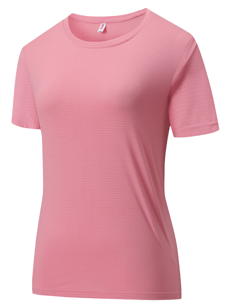 Summer Mountaineering Quick-Drying Clothing Outdoor Hiking and Climbing Ui Round Neck Ice Silk T-Shirt Women's Short-Sleeved Sports Quick-Drying Clothing Men's Trendy