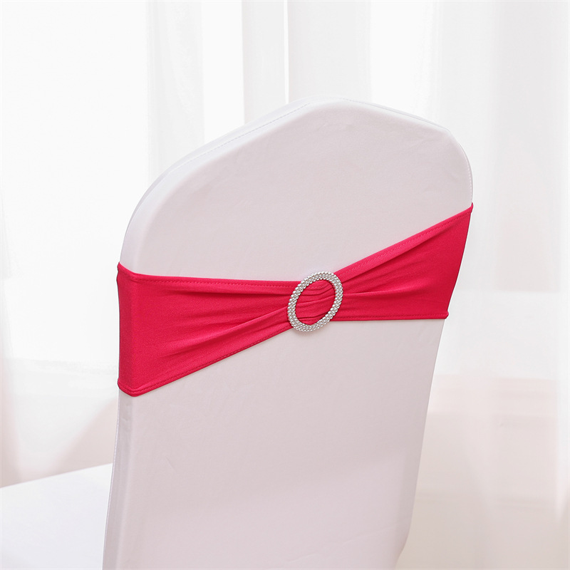 Picture of Backrest Flower Stretch Chair Cover Bow Banquet Decoration Free Wedding Ribbon Wedding Hotel Ribbon Stool Strap