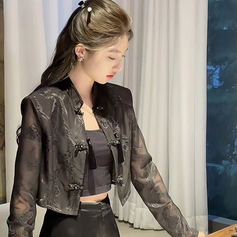 Picture of Cross-border 2024 New Sunscreen Shirt New Chinese Style National Style Women's Summer Casual All-match Slim-fit Top for Foreign Trade