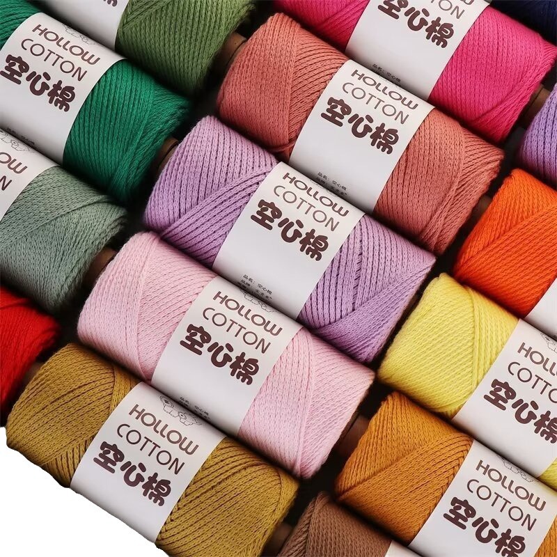 2mm Hollow Cotton Thread DIY Crochet Bag Hand-Knitted Hat Round Strand Pearl Yarn Wool Manufacturer Wholesale