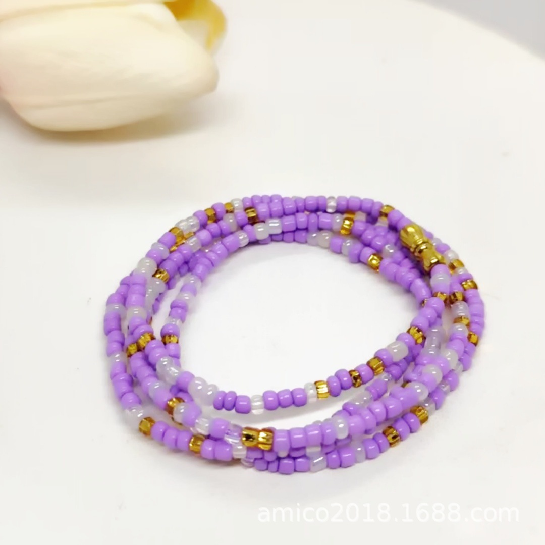 Cross-Border Supply 2025 New African Waist Beads Manufacturer Wholesale Colorful Body Chain Elastic Belly Jewelry