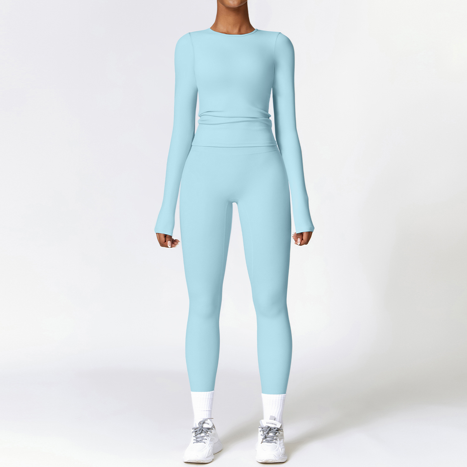 Picture of Zechuang European and American tight brushed yoga suit quick-drying workout clothes winter outdoor running sports suit female 8519