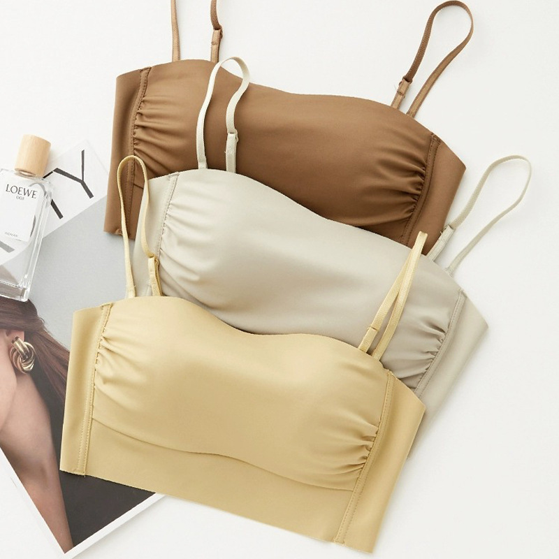 Women's seamless camisole with chest pad for summer beautiful back sports ice silk solid color hot girl bottoming top
