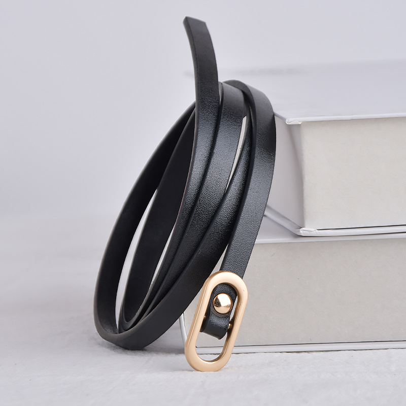 Non-Porous Thin Belt Versatile Design Dress Decoration Simple Fashion Pu Leather Belt Women's Thin Belt Wholesale Waist Cincher
