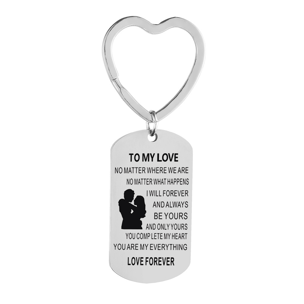 Picture of Cross-border Stainless Steel Keychain TO MY LOVE NO MATTER WHERE Couple's Gift Keychain